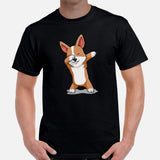 Corgi Dog Themed Clothes & Attire - Gifts for Dog Moms, Dads & Lovers - Funny Canine Tee Shirts For Humans - Cute Puppy Dabbing T-Shirt - Black, Men