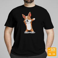 Corgi Dog Themed Clothes & Attire - Gifts for Dog Moms, Dads & Lovers - Funny Canine Tee Shirts For Humans - Cute Puppy Dabbing T-Shirt - Black, Plus Size