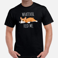 Corgi Dog Themed Clothes & Attire - Gifts for Dog Moms, Dads & Lovers - Funny Canine Tee Shirts For Humans - Feed Me Whatever T-Shirt - Black, Men