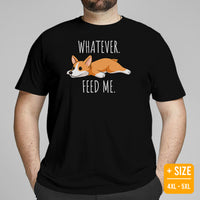 Corgi Dog Themed Clothes & Attire - Gifts for Dog Moms, Dads & Lovers - Funny Canine Tee Shirts For Humans - Feed Me Whatever T-Shirt - Black, Plus Size
