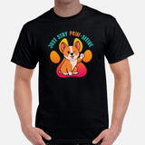 Corgi Dog Themed Clothes & Attire - Gifts for Dog Moms, Dads & Lovers - Funny Canine Tee Shirts For Humans - Just Stay Paw-sitive Shirt - Black, Men
