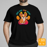 Corgi Dog Themed Clothes & Attire - Gifts for Dog Moms, Dads & Lovers - Funny Canine Tee Shirts For Humans - Just Stay Paw-sitive Shirt - Black, Plus Size