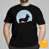 Corgi Dog Themed Clothes & Attire - Gifts for Dog Moms, Dads & Lovers - Funny Canine Tee Shirts For Humans - Over The Moon T-Shirt - Black, Plus Size