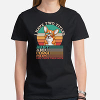 Corgi Dog Themed Clothes, Attire - Gifts for Dog Moms & Lovers - Funny Canine Tee Shirts, Outfit For Humans - Aunt & Corgi Mom T-Shirt - Black, Women