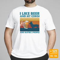 Corgi Dog Themed Clothes - Gifts for Brewers, Beer & Dog Lovers - Funny Canine Tee Shirts For Humans - I Like Beer And My Corgi T-Shirt - White, Plus Size