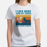 Corgi Dog Themed Clothes - Gifts for Brewers, Beer & Dog Lovers - Funny Canine Tee Shirts For Humans - I Like Beer And My Corgi T-Shirt - White, Women