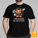 Corgi Dog Themed Clothes - Gifts for Dog Lovers - Funny Canine Tee Shirts For Humans - I Love My Books Like I Love My Coffee T-Shirt - Black, Plus Size