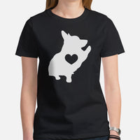Corgi Dog Themed Clothes - Gifts for Dog Moms, Dads & Lovers - Funny Canine Tee Shirts For Humans - Cute Puppy High-fives T-Shirt - Black, Women