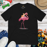 Corgi Dog Themed Clothes - Gifts for Dog Moms, Dads & Lovers - Funny Canine Tee Shirts For Humans - Cute Puppy Riding A Flamingo Shirt - Black