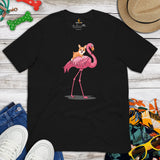 Corgi Dog Themed Clothes - Gifts for Dog Moms, Dads & Lovers - Funny Canine Tee Shirts For Humans - Cute Puppy Riding A Flamingo Shirt - Black
