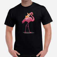 Corgi Dog Themed Clothes - Gifts for Dog Moms, Dads & Lovers - Funny Canine Tee Shirts For Humans - Cute Puppy Riding A Flamingo Shirt - Black, Men