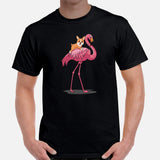 Corgi Dog Themed Clothes - Gifts for Dog Moms, Dads & Lovers - Funny Canine Tee Shirts For Humans - Cute Puppy Riding A Flamingo Shirt - Black, Men