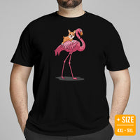 Corgi Dog Themed Clothes - Gifts for Dog Moms, Dads & Lovers - Funny Canine Tee Shirts For Humans - Cute Puppy Riding A Flamingo Shirt - Black, Plus Size