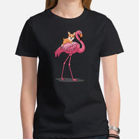 Corgi Dog Themed Clothes - Gifts for Dog Moms, Dads & Lovers - Funny Canine Tee Shirts For Humans - Cute Puppy Riding A Flamingo Shirt - Black, Women