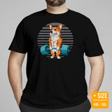 Corgi Dog Themed Clothes - Gifts for Dog Moms, Dads & Lovers - Funny Canine Tee Shirts For Humans - Cute Puppy Weightlifting T-Shirt - Black, Plus Size