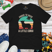 Corgi Dog Themed Clothes - Gifts for Dog Moms, Dads & Lovers - Funny Canine Tee Shirts For Humans - Proud To Have A Little Corgi Shirt - Black