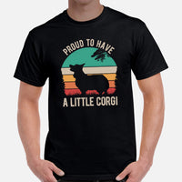 Corgi Dog Themed Clothes - Gifts for Dog Moms, Dads & Lovers - Funny Canine Tee Shirts For Humans - Proud To Have A Little Corgi Shirt - Black, Men