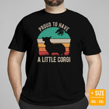 Corgi Dog Themed Clothes - Gifts for Dog Moms, Dads & Lovers - Funny Canine Tee Shirts For Humans - Proud To Have A Little Corgi Shirt - Black, Plus Size