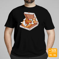 Corgi Dog Themed Clothes - Gifts for Fast Food & Dog Lovers - Canine Tee Shirts For Humans - Cute Puppy Enjoying A Pizza Slice T-Shirt - Black, Plus Size