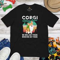 Corgi Dog Themed Clothes - Gifts for Hikers & Dog Moms, Dads & Lovers - Funny Canine Tee Shirts For Humans - Corgi Hiking Team T-Shirt - Black