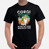 Corgi Dog Themed Clothes - Gifts for Hikers & Dog Moms, Dads & Lovers - Funny Canine Tee Shirts For Humans - Corgi Hiking Team T-Shirt - Black, Men