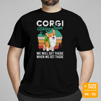 Corgi Dog Themed Clothes - Gifts for Hikers & Dog Moms, Dads & Lovers - Funny Canine Tee Shirts For Humans - Corgi Hiking Team T-Shirt - Black, Plus Size