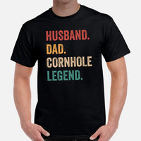 Cornhole Shirt - Corn Hole Bags & Board, Bean Bag Toss, Outdoor Yard & Backyard Party Games Gift - Husband Dad The Cornhole Legend Tee - Black, Men