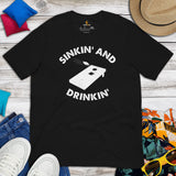 Cornhole T-Shirt - Corn Hole Bags & Board, Bean Bag Toss, Outdoor Yard & Backyard Party Games Gift & Outfit - Sinkin' And Drinkin' Tee - Black