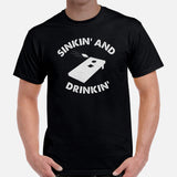 Cornhole T-Shirt - Corn Hole Bags & Board, Bean Bag Toss, Outdoor Yard & Backyard Party Games Gift & Outfit - Sinkin' And Drinkin' Tee - Black, Men