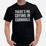 Cornhole T-Shirt - Corn Hole Bags & Board, Bean Bag Toss, Outdoor Yard & Backyard Party Games Gift - There's No Crying In Cornhole Tee - Black, Men