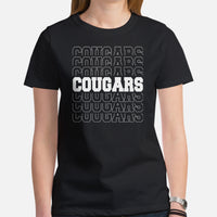 Cougar Shirt - I Love Cougars Shirt - Game Day Shirt - Funny Football Shirt - Football Tee - Gift for Football Fan & Lover, Coach & Player - Black, Women