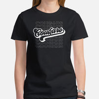 Cougar Shirt - I Love Cougars Shirt - Game Day Shirt - Football Tee - Funny Football Shirt - Gift for Football Fan & Lover, Coach & Player - Black, Women