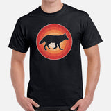 Coyote 80s Retro Sunset Aesthetic T-Shirt - Embrace Your Wolfy Side - Furry Fandom Tee - Ideal Gift for Wolf Lover & Nature Enthusiast - Black, Men