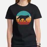 Vinatge Lone Wolf T-Shirt - Camping Shirt - Presents, Gift Ideas for Campers, Outdoorsmen, Nature & Animal Lovers - Happy Camper Tee Shirt - Black, Women