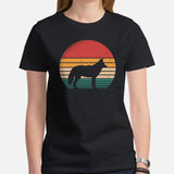 Coyote Retro Sunset Aesthetic T-Shirt - Embrace Your Wolfy Side - Furry Fandom Tee - Ideal Gift for Wolf Lovers & Nature Enthusiasts - Black, Women