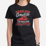 Crawfish, Crayfish, Crawdad & Lobster T-Shirt - Fishing & PFG Tee - Gift for Fisherman - Feed Me Crawfish And Tell Me I'm Pretty Shirt - Black