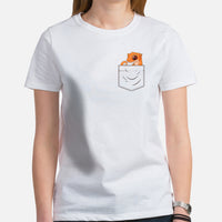 Camping Shirt - Crested Gecko In Pocket T-Shirt - Gifts for Outdoorsmen, Nature & Animal Lovers - Lizard, Reptile Tee - Happy Camper Shirt - White, Women