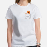 Camping Shirt - Crested Gecko In Pocket T-Shirt - Gifts for Outdoorsmen, Nature & Animal Lovers - Lizard, Reptile Tee - Happy Camper Shirt - White, Women