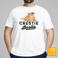 Camping Shirt - Crested Gecko T-Shirt - Gifts for Outdoorsmen, Nature & Animal Lovers - Lizard, Reptile Tee Shirt - Crestie Bestie T-Shirt - White, Plus Size