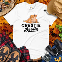 Camping Shirt - Crested Gecko T-Shirt - Gifts for Outdoorsmen, Nature & Animal Lovers - Lizard, Reptile Tee Shirt - Crestie Bestie T-Shirt - White