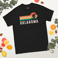 Camping & Hiking Patriotic Shirt - Presents, Gift Ideas for Happy Campers & Hikers - Bigfoot Sasquatch Tee Shirt - Oklahoma Yeti T-Shirt - Black