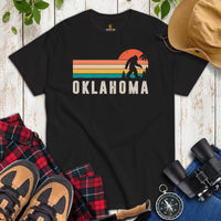 Camping & Hiking Patriotic Shirt - Presents, Gift Ideas for Happy Campers & Hikers - Bigfoot Sasquatch Tee Shirt - Oklahoma Yeti T-Shirt - Black