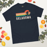 Camping & Hiking Patriotic Shirt - Presents, Gift Ideas for Happy Campers & Hikers - Bigfoot Sasquatch Tee Shirt - Oklahoma Yeti T-Shirt - Navy
