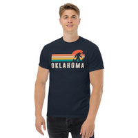 Camping & Hiking Patriotic Shirt - Presents, Gift Ideas for Happy Campers & Hikers - Bigfoot Sasquatch Tee Shirt - Oklahoma Yeti T-Shirt - Navy