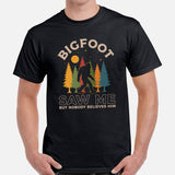 Cryptid Legends: Sasquatch, Yeti Squatchy Tee for Camping & Outdoor Enthusiasts - Vintage Bigfoot Saw Me But Nobody Believes Him Shirt - Black