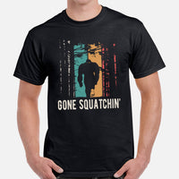 Cryptid Legends: Sasquatch, Yeti Tee for Camping & Mythical Wilderness Adventure Enthusiasts - Vintage Gone Squatchin' Bigfoot T-Shirt - Black