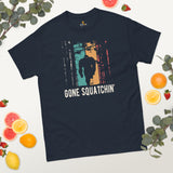 Cryptid Legends: Sasquatch, Yeti Tee for Camping & Mythical Wilderness Adventure Enthusiasts - Vintage Gone Squatchin' Bigfoot T-Shirt - Navy