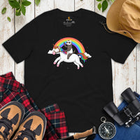 Cute Ferret Riding Unicorn Rainbow T-Shirt - Fuzzy Weasel Tee - Gift for Ferret Parents & Animal Lovers - Mustela Rescue & Adoption Tee - Black