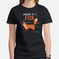 Cute Red Fox Boho Shirt - Anatomy of A Fox Furry Fandom T-Shirt - Animal Educational Tee - Gift for Fox Lovers & Nature Enthusiasts - Black, Women