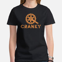 Biking Shirt - Bike Shirt - Cyclist Shirt - Presents for Bikers, Cyclists, Bike Riders - Funny Cycling T-Shirt - Cranky Bike Gear T-Shirt - Black, Women